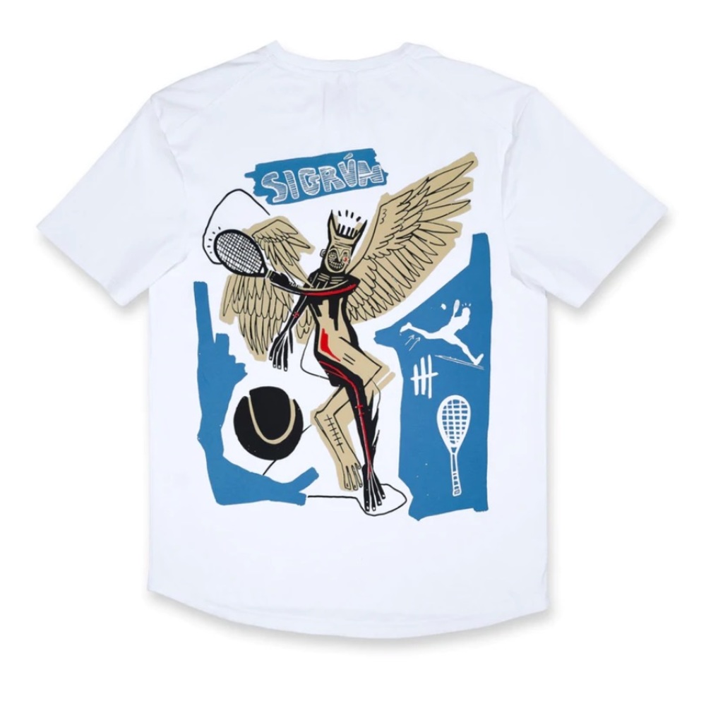 Sigrun Tennis Off-Court "Tribal" Valkyrie Printed Tee Large NWT